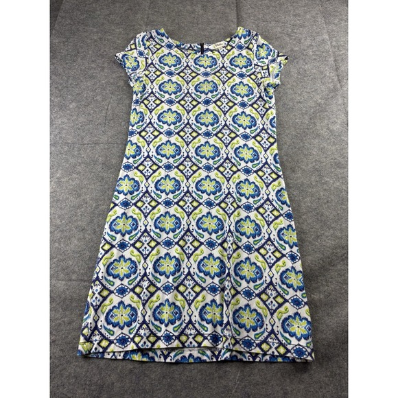 Hatley Dresses & Skirts - Hatley Womens M Knit Geometric Viscose Floral Shift Knee Length Dress Casual